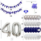 40Th Birthday Decorations For Men, Navy Blue Silver 40Th Birthday Balloons With Blue Happy 40Th Birthday Banner 40 Birthday Cake