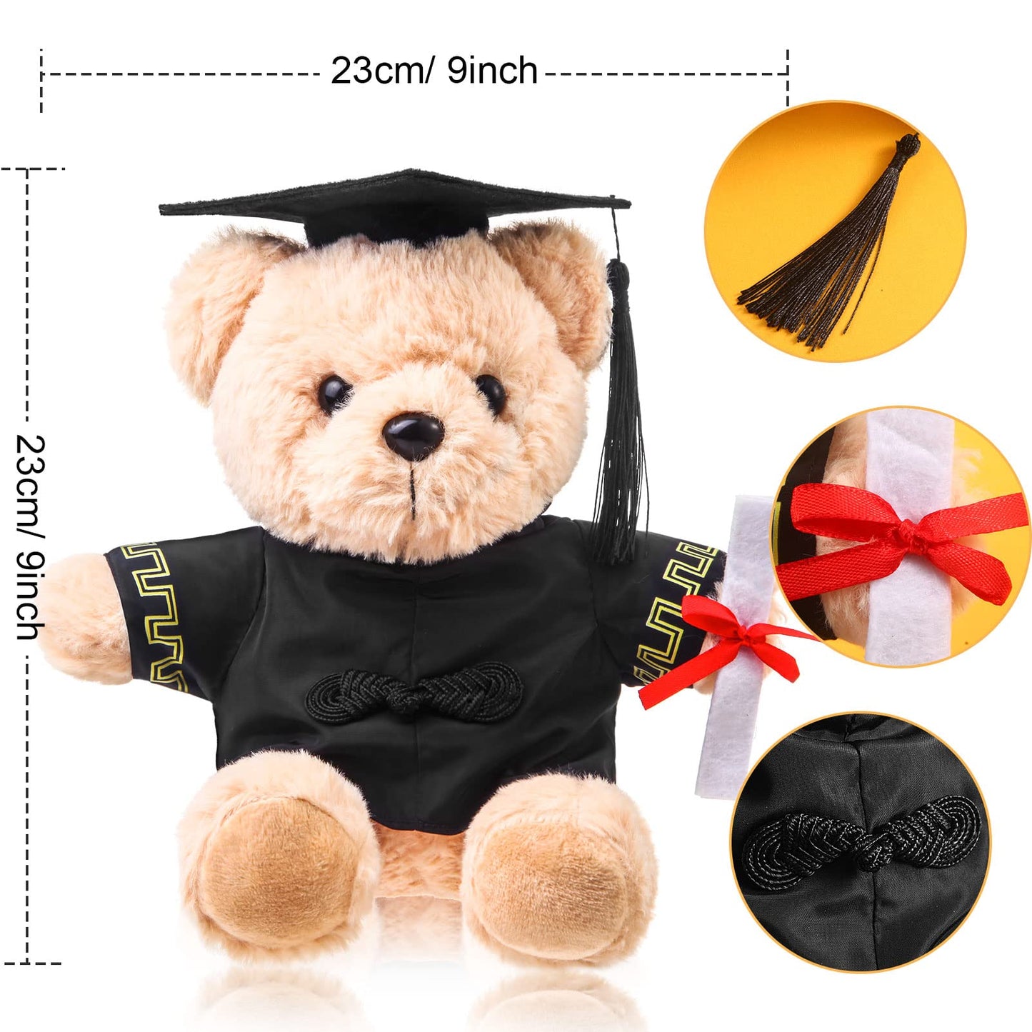 Zjoey Bear With Graduation Cap Toys Class Of 2025 Plush Stuffed Teddy Bear Animal Dog Cap And Gown With Greeting Card And Bag Fo