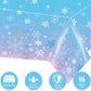 Kesfey 3 Packs Christmas Snowflake Tablecloth 51 X 87 Inch Winter Frozen Wonderland Table Cover Disposable White Snowflake Plast