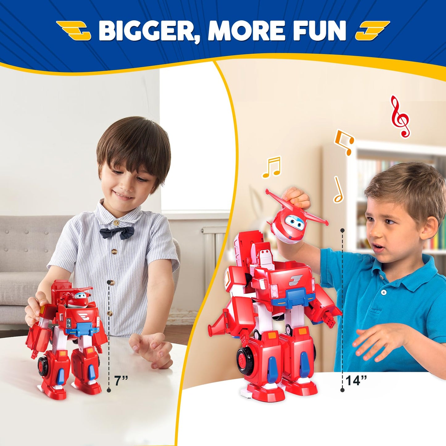 Super Wings 14' Transforming Jett'S Super Robot Airplane | Action Figure | Ages 3-5 | Birthday Gift | Lights & Sounds