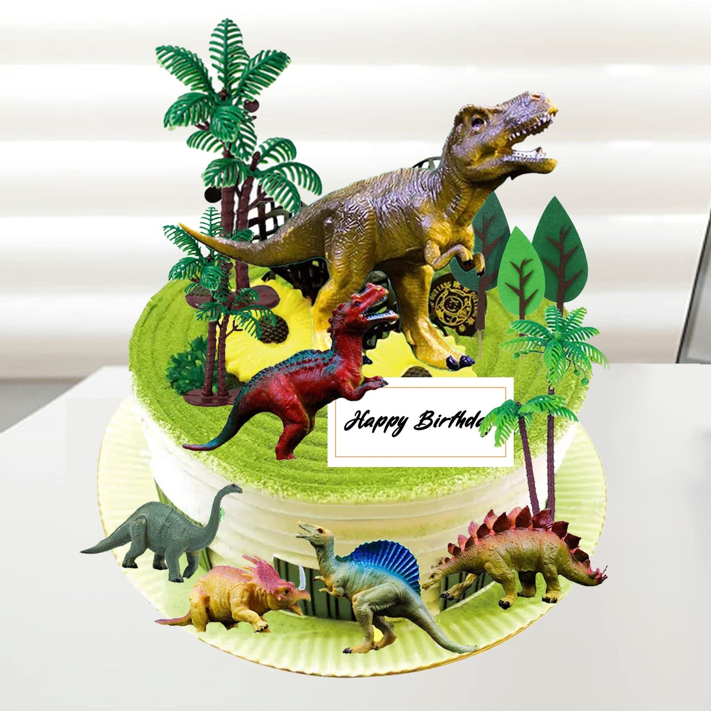 OuMuaMua Dinosaur Toys Set - 6 Plastic Figures (T-Rex, Stegosaurus) - 7 Inch Size - Mixed Colors - Ideal for Kids Educational Play