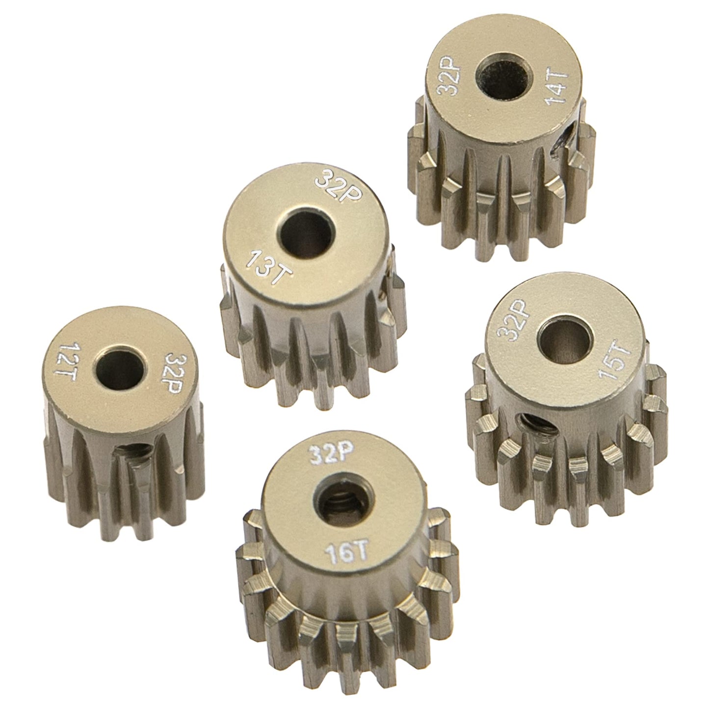 Sharegoo 7075 Aluminum Alloy 32Dp 3.175Mm Pinion Gear Sets 12T 13T 14T 15T 16T Motor Gears Fit 3.175Mm (1/8-Inch) Shaft Compatib