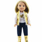 American Fashion World Gold Heart Vest Outfit for 14-Inch Dolls | 4 Piece Set | enhanced Quality & Trendy Design | Dolls Clothes | Outfit Fashions for Dolls for Popular Brands