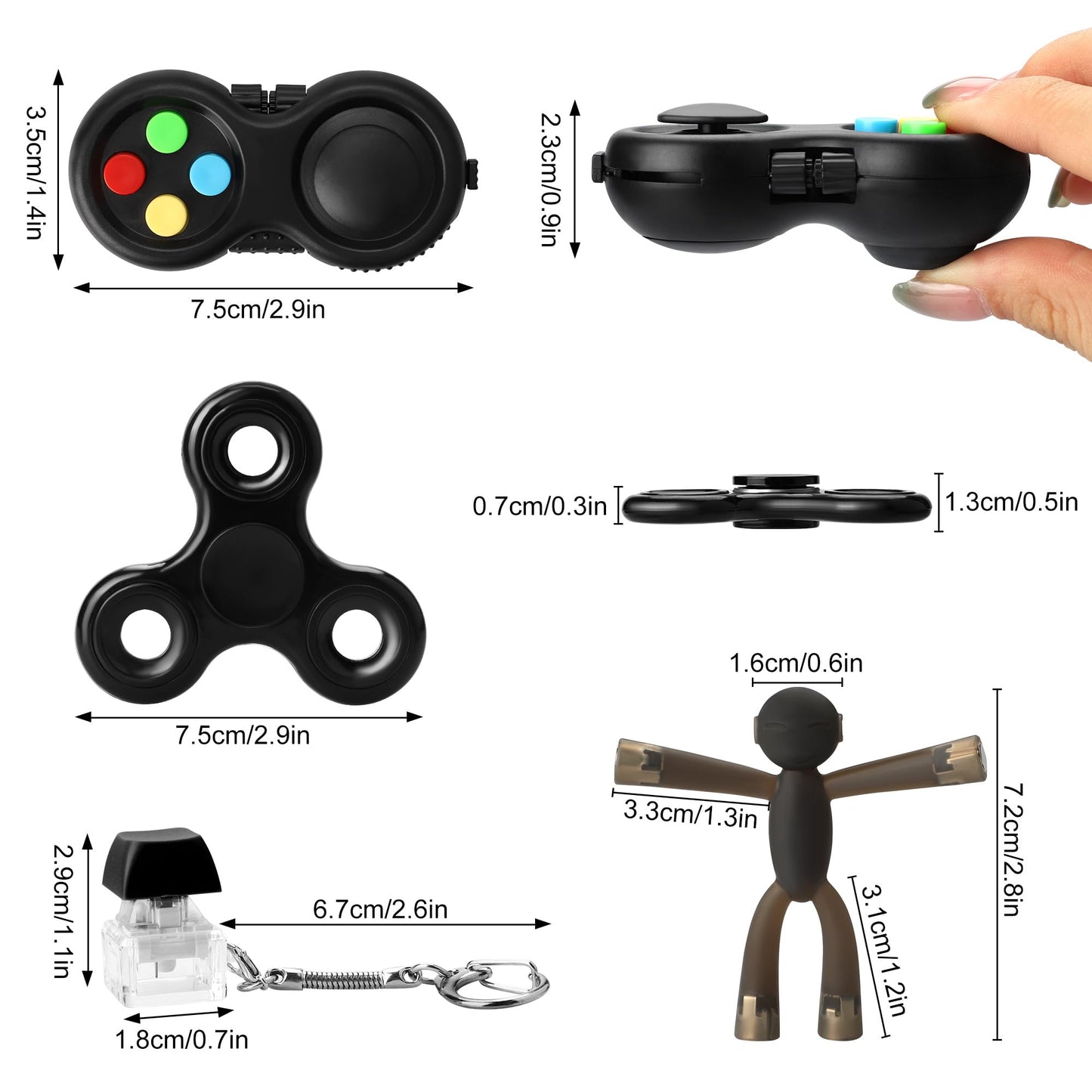 Fidget Toys Adults, Fidget Toys For Adhd Adults, Fidget Toys For Kids 8-12, Easter Basket Stuffers For Kids Teen (Black)