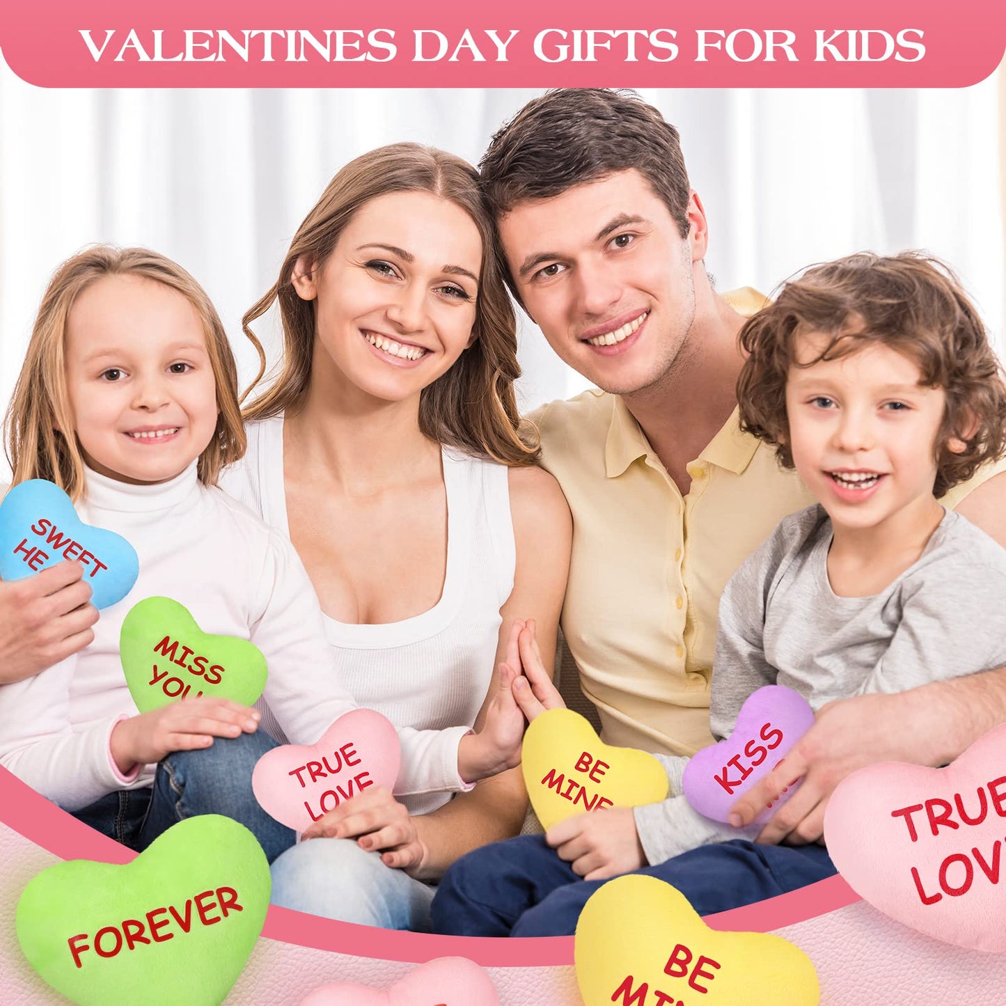 Hanaive 10 Pcs Plush Conversation Hearts Stuffed Valentines Day Toys 6 Inch Heart Candy Plush Decor Valentine Fabric Heart Throw