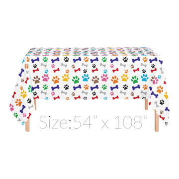 Oojami 1 Pack Paw Print Colorful Table Cover Includes Balloons Ideal for Kids Birthday Party, Dog Birthday Theme Party, Puppy Pa