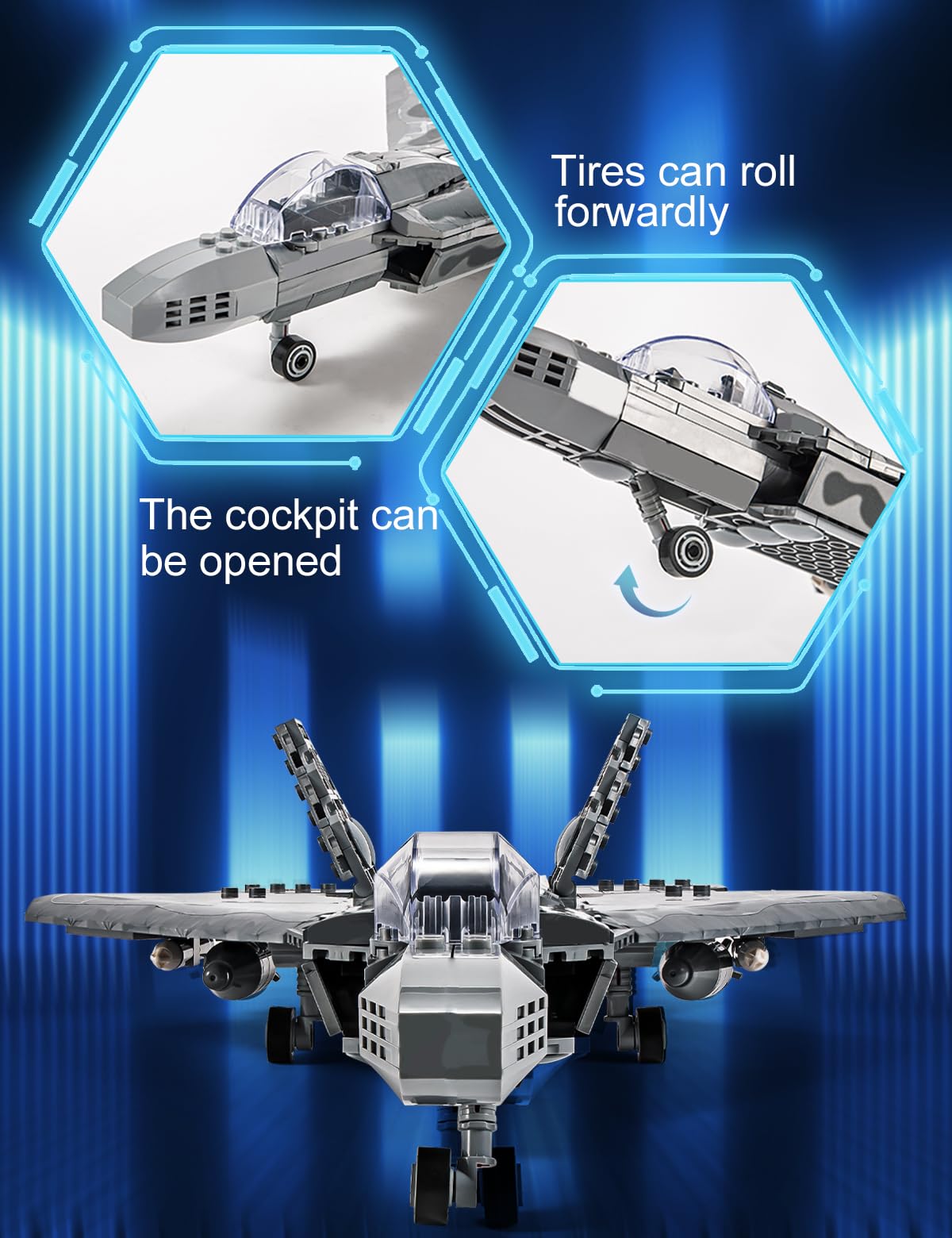 SEMKY F-22 Raptor Fighter Jet Building Block Set - 626 Pieces, Grey/Black, Plastic Model QS88011 for Kids and Adults