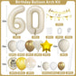 60Th Birthday Decorations Sand White Gold,60Th Birthday Balloon Arch Garland Kit With Happy 60Th Birthday Number 60 Foil Balloon