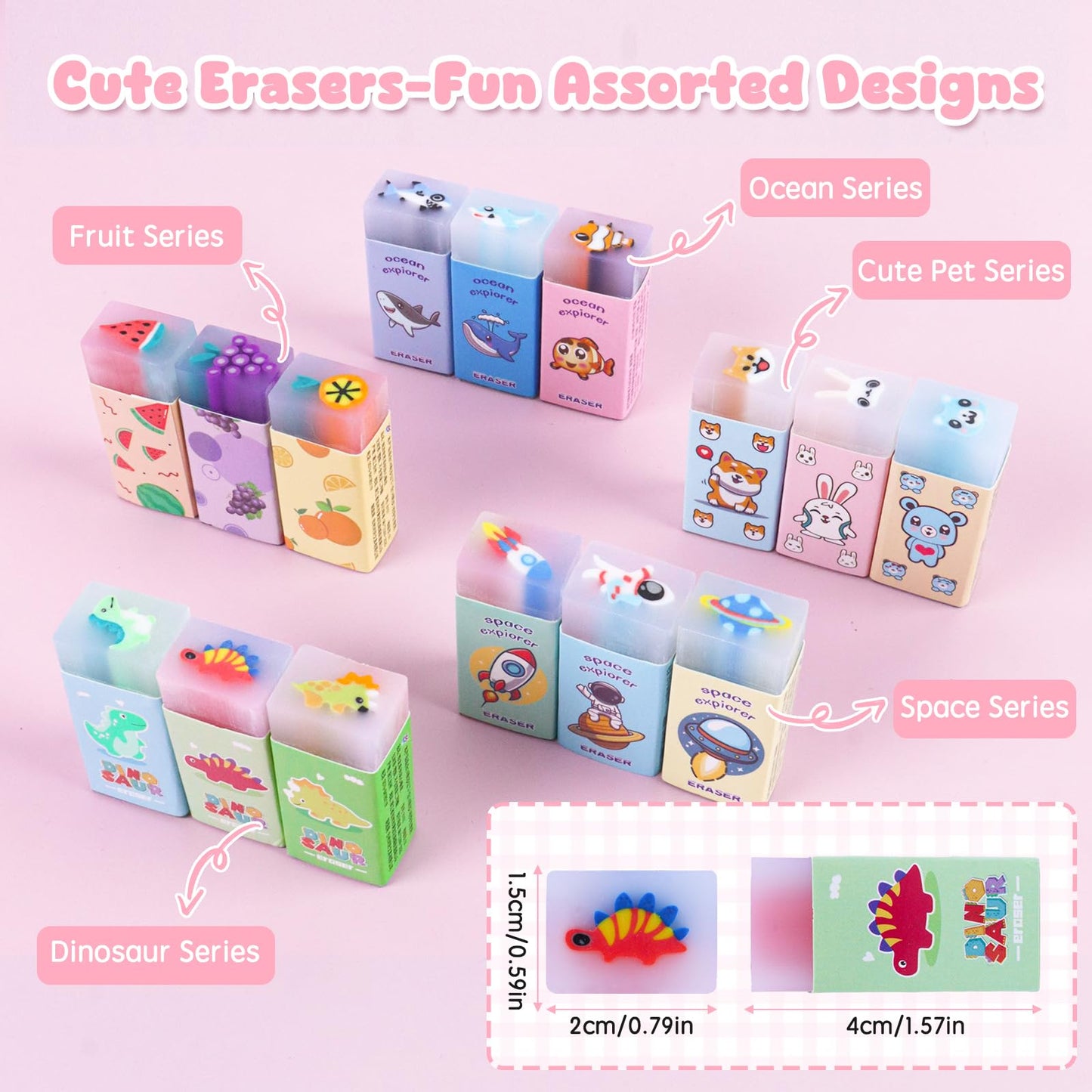 100 Pcs Pencil Erasers Bulk, Back to School Supplies for Kids, Office & School Eraser, Cute Erasers for Pencils, Classroom Prize