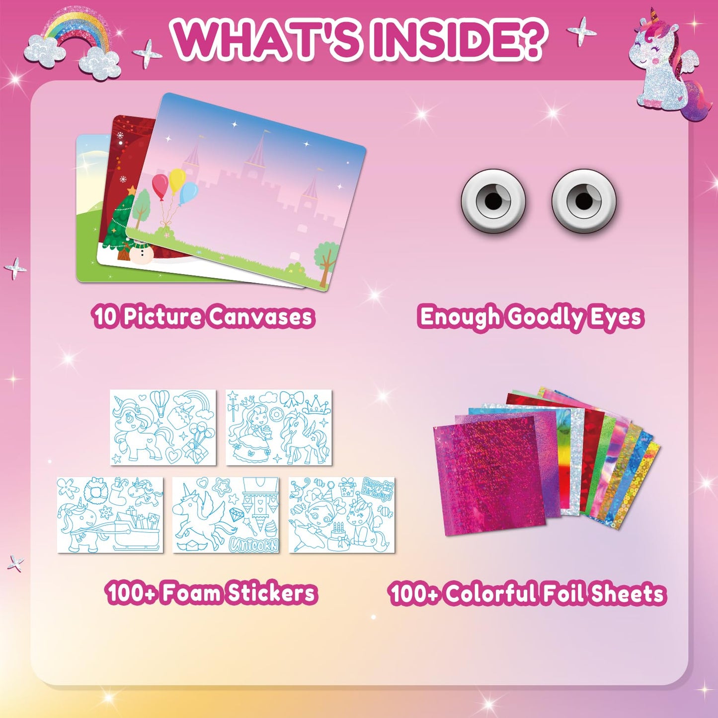 ZMLM Foil Art Kit for Kids - Arts Crafts Fun Mess Free Activity, Gifts for Ages 4 5 6 7 8 9 Girls Boys, Crafts for Kids Creative