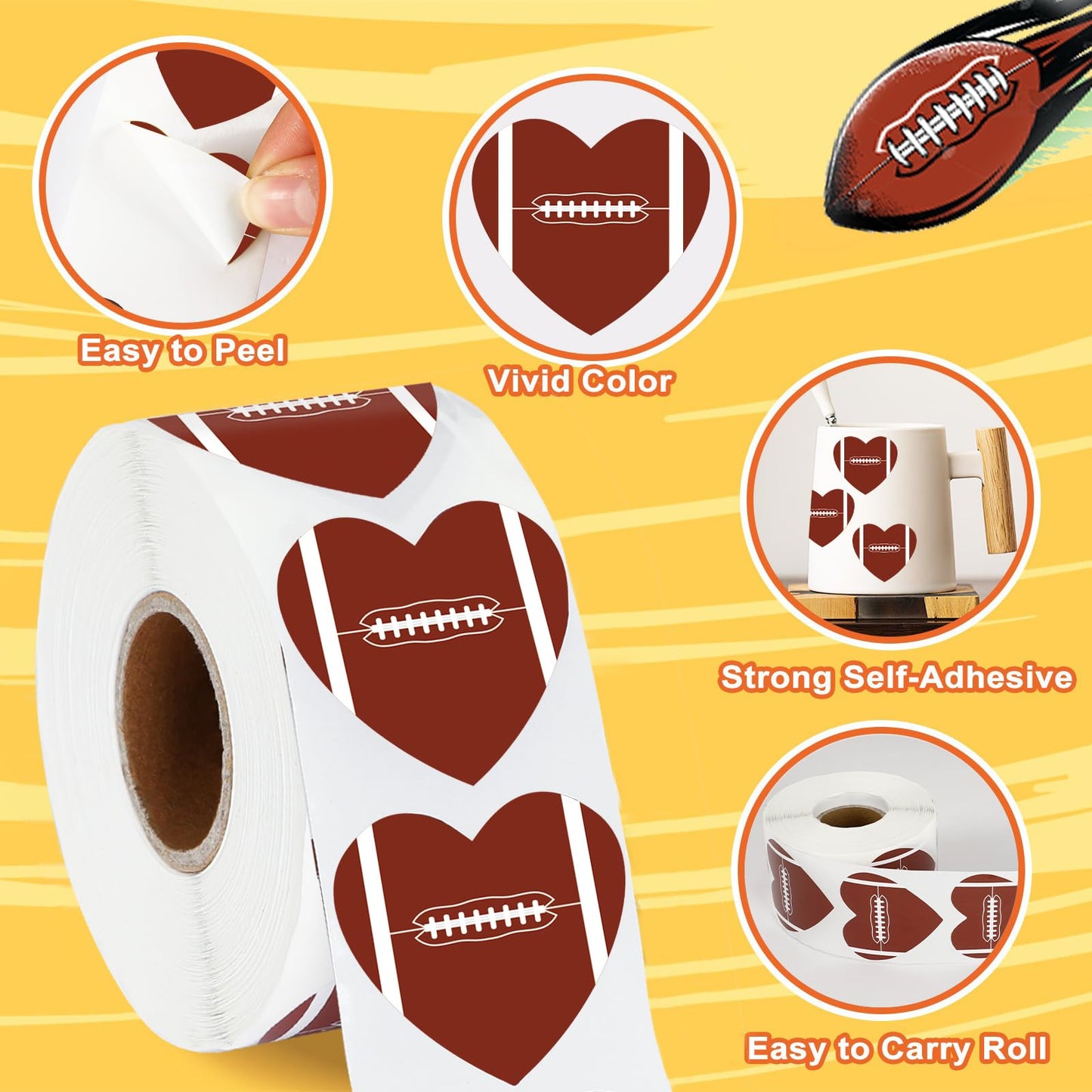 FEBSNOW Sports Stickers for Kids, 600pc Self-Adhesive Valentines & Football Stickers for Sports Events & Decorations