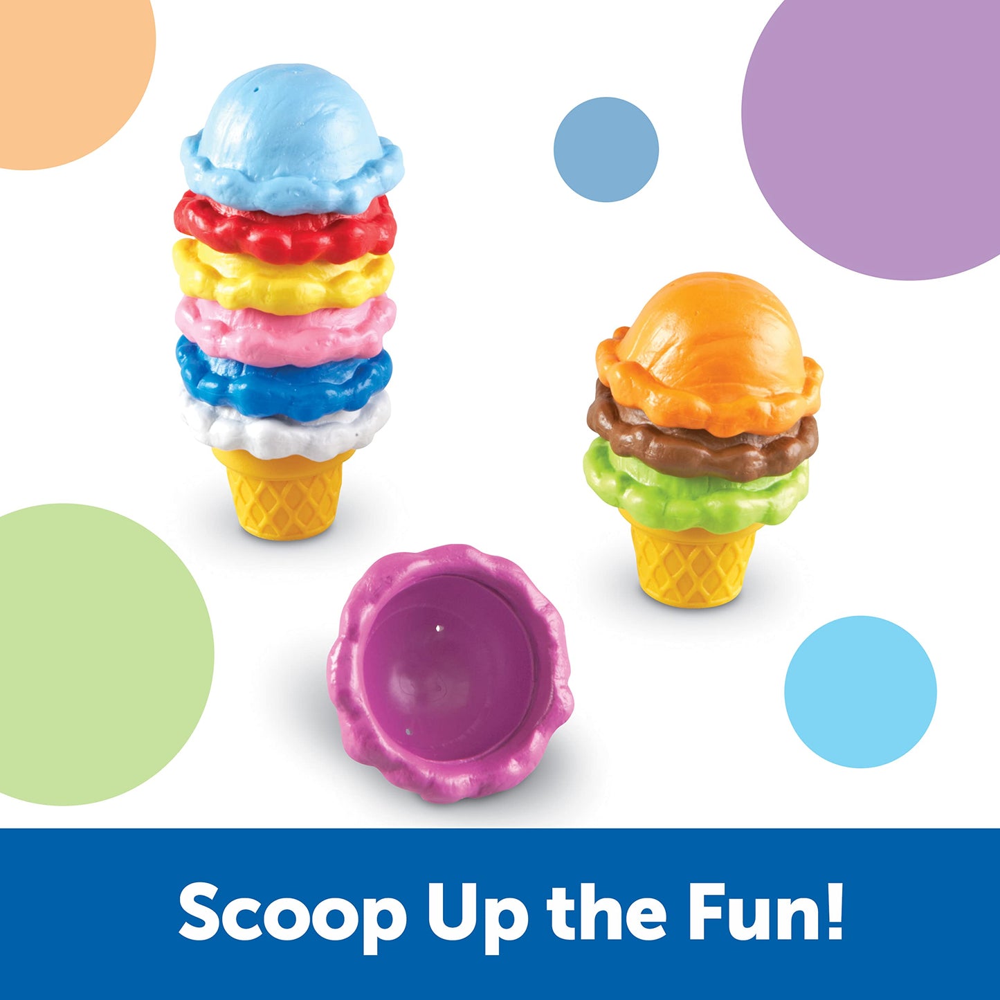 Learning Resources Smart Snacks Rainbow Color Cones - 12 Pieces, Ages 18+ months Toddler Pretend Play Toys, Fine Motor Skills To