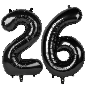 Black Number 26 Balloon 40 Inch Big 62 Giant Jumbo Digit Mylar Foil Helium Balloons For Birthday Party Celebration Graduations P