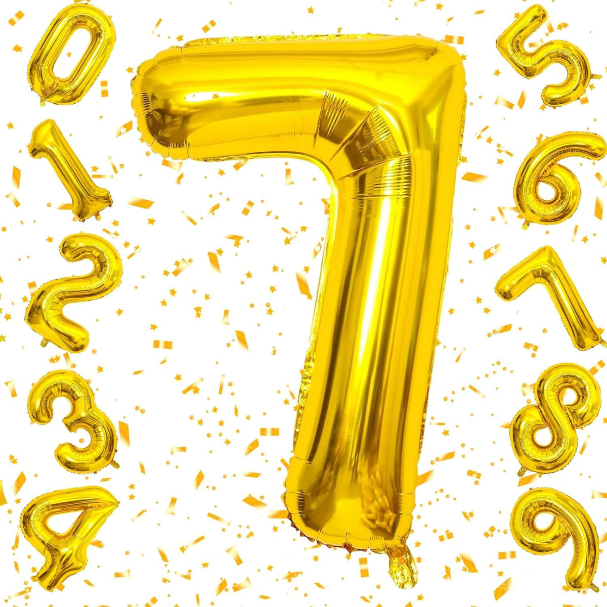 Flyloons 7 number Golden Foil Balloon 16 inch Size Birthday Decoration Items | 7th Year Balloons | Seven