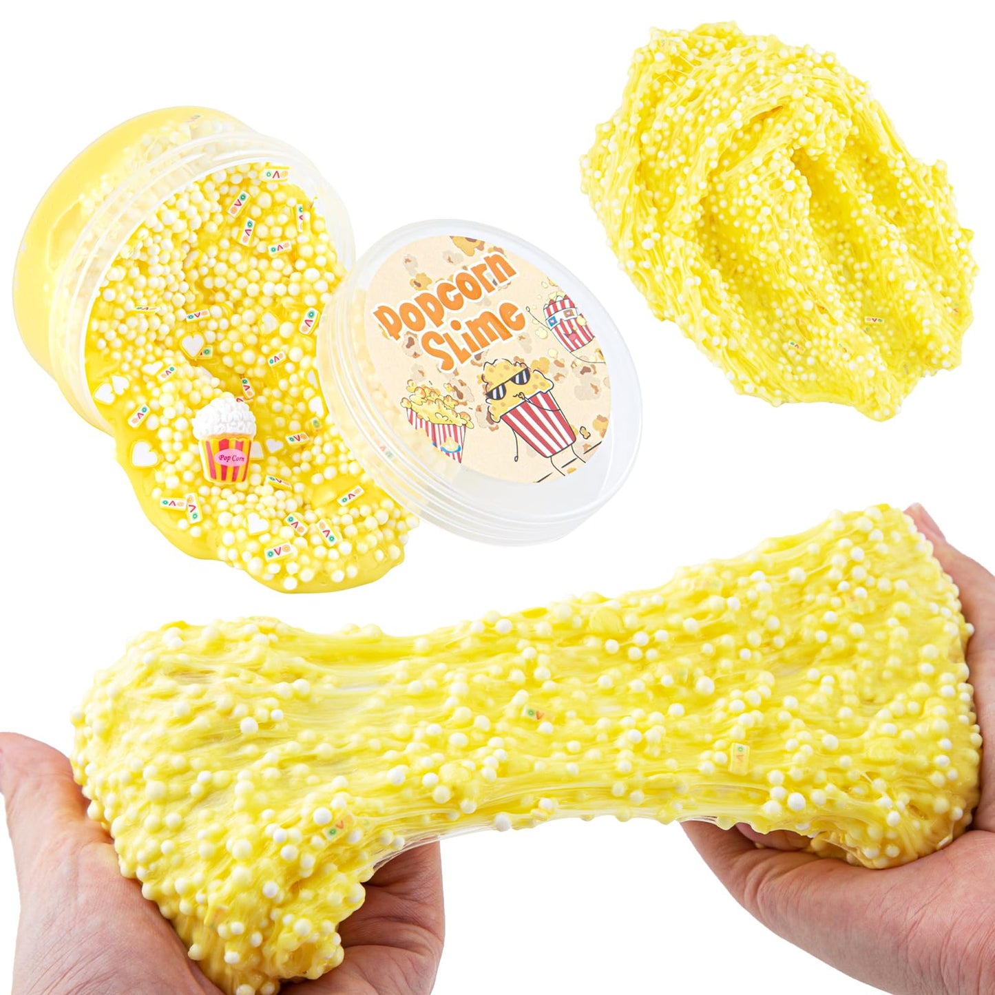 Yellow Popcorn Foam Slime, Good Stretchy And Non-Sticky Crunchy Slime, Slime Party Favors For Girls And Boys Ages 8-12, Slime Se