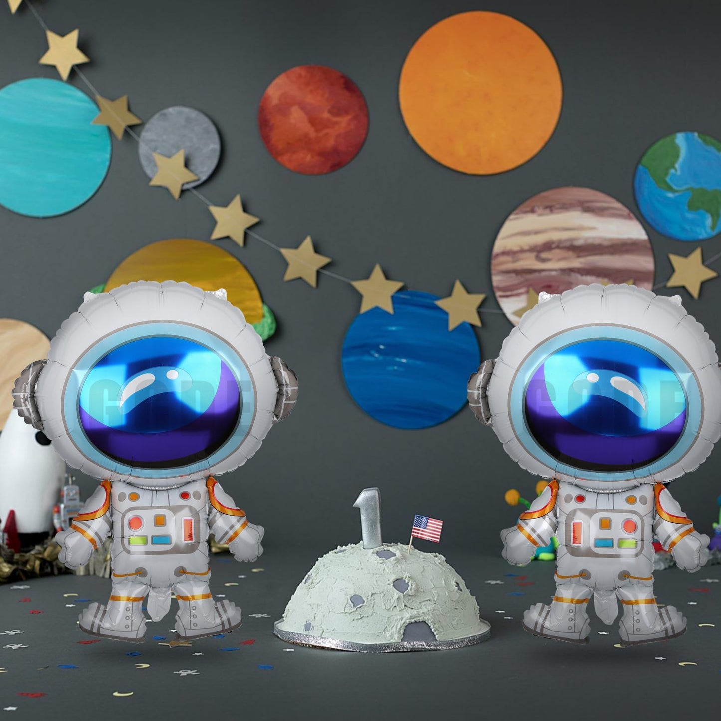 2 Pcs Astronauts Shaped Big Mylar Foil Balloon Universe Space Theme Birthday Party Decorations