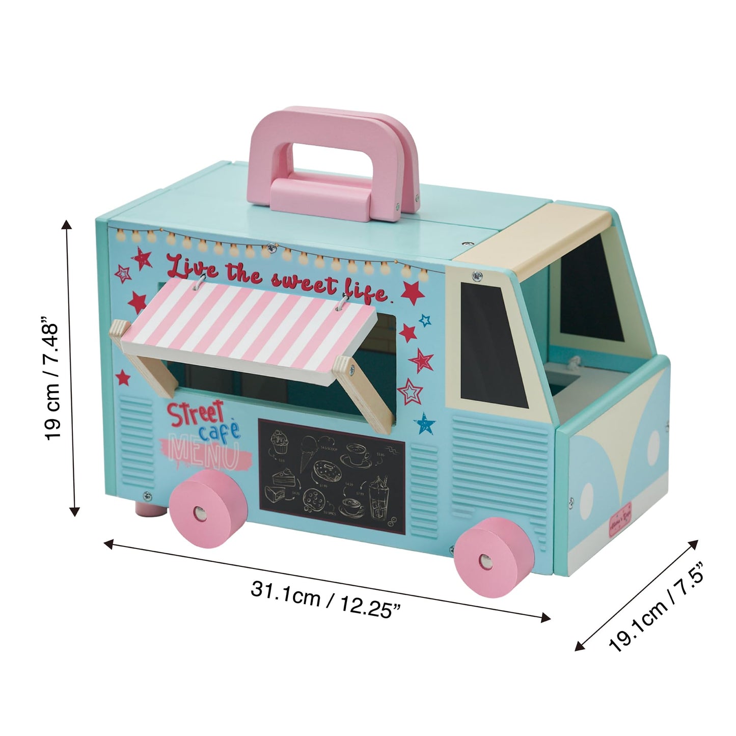 Olivia'S Little World Wooden Food Truck Dollhouse + Accessories For 3.5' Dolls, Multi