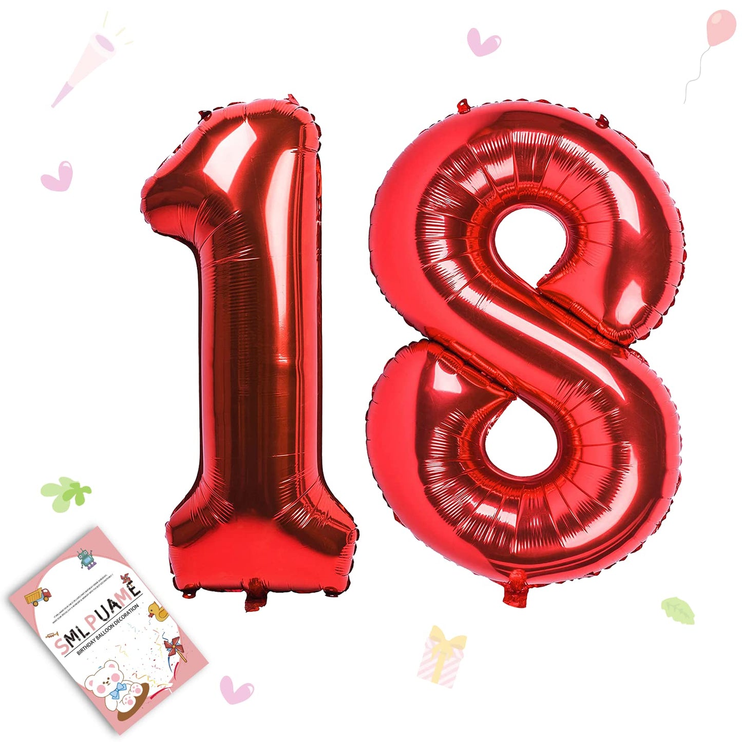 Smlpuame 40 Inch Number Balloon 0-9 Red Large Number 18 Balloons,Digital Balloons For Birthday Party Celebration Decorations Sup