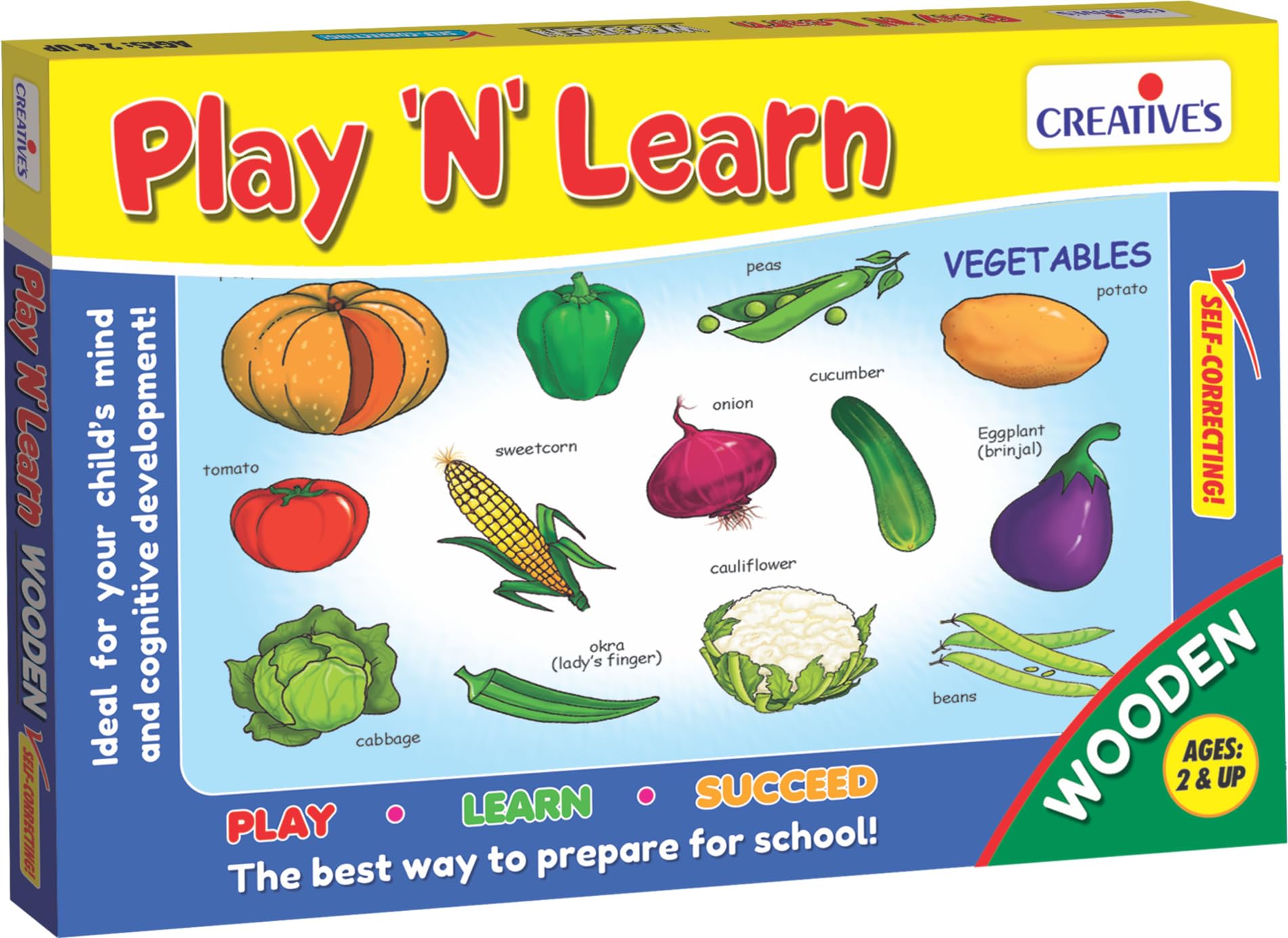 CreativeS Play N Learn  Vegetables Educational Puzzles Game For Kids Learn Vegetable Names & Recognition SelfCorrecting 