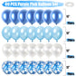 Blue And White Balloons, 60 Pcs Light Blue And White Balloons Set With Blue Confetti Metallic Blue Balloons, 12 Inch Pearl White