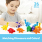 Matching Letters Counting Dinosaur Toys With Double-Sided Abc Alphabet Preschool Learning Uppercase Lowercase Sensory Sorting Educational Montessori Toy Sets For Kids Toddler Aged 3+ Years Old