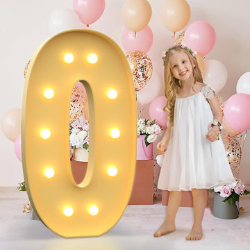 4Ft Marquee Light Up Numbers Letters, Mosaic Numbers For Balloons, Gaint Marquee Numbers, Number 0 Balloon For 30Th 40Th 50Th 60