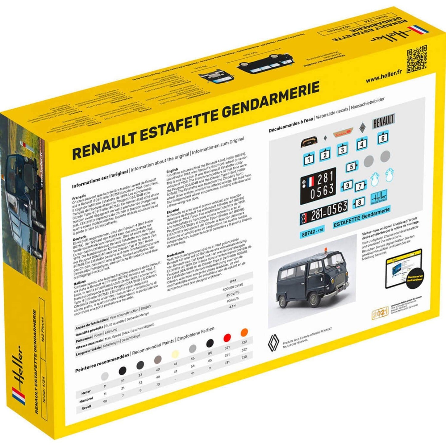 Heller 80742 Starter Kit Renaut Estafette Gendarmerie 1/24