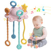 Montesorri-Toys - Pull String Toys For Baby - Made Of 100% Food Grade Silicone With Built-In Rattle Function And Easy To Clean D