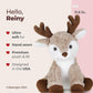 Bearington Collection Reiny Christmas Reindeer Plush Toy - 11.5" Soft Stuffed Animal for Kids and Teens, Scruffy Fur