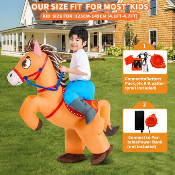 Kooy Inflatable Horse Costume Kids Riding Blow Up Cowboy Costume Funny Ride On Horse Suits For Cosplay Party