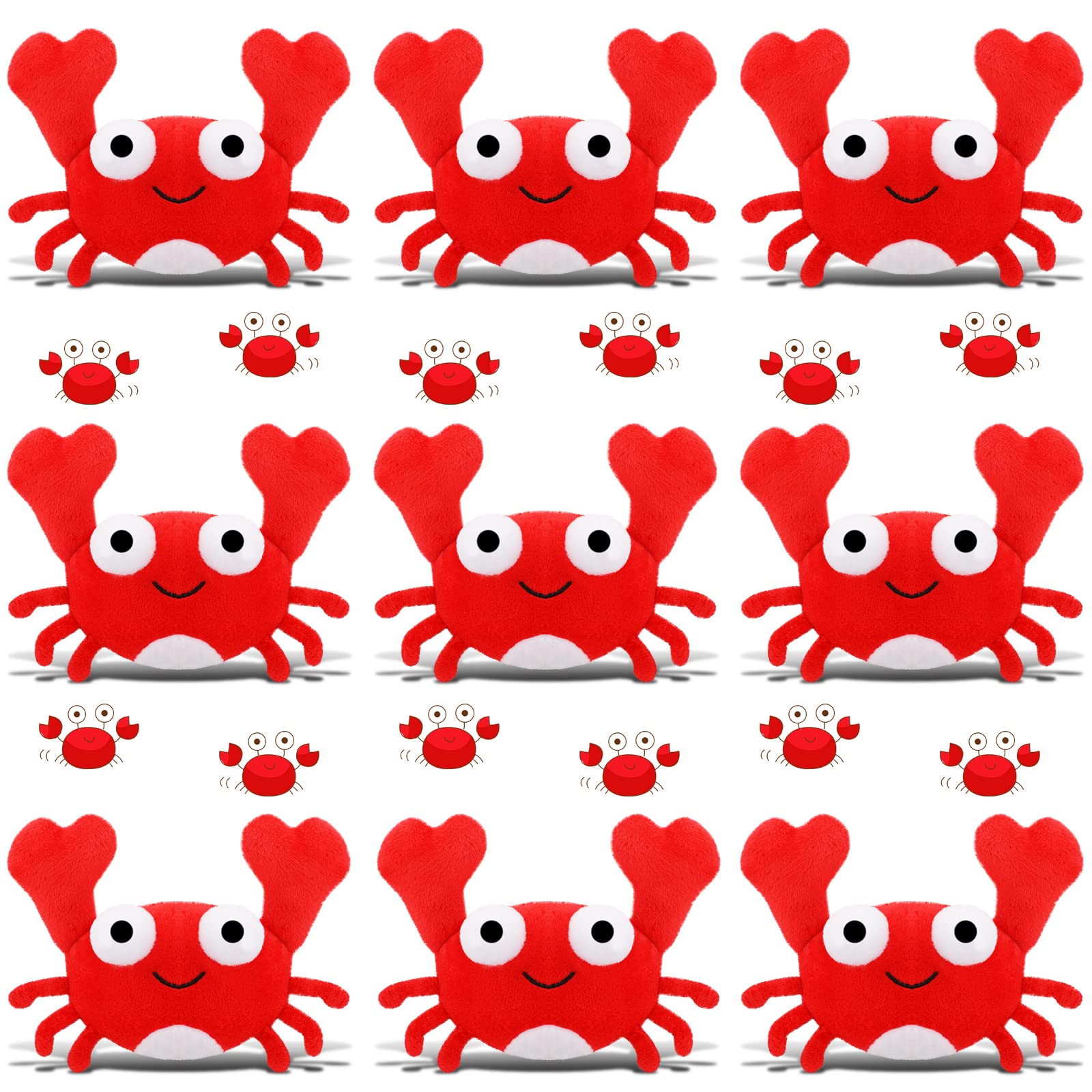 9 Pack Crab Stuffed Animal Cute Crab Plush Doll Toy Soft Small Stuffed Hanging Ornaments For Keys Purse Backpack Bags Diy Birthd