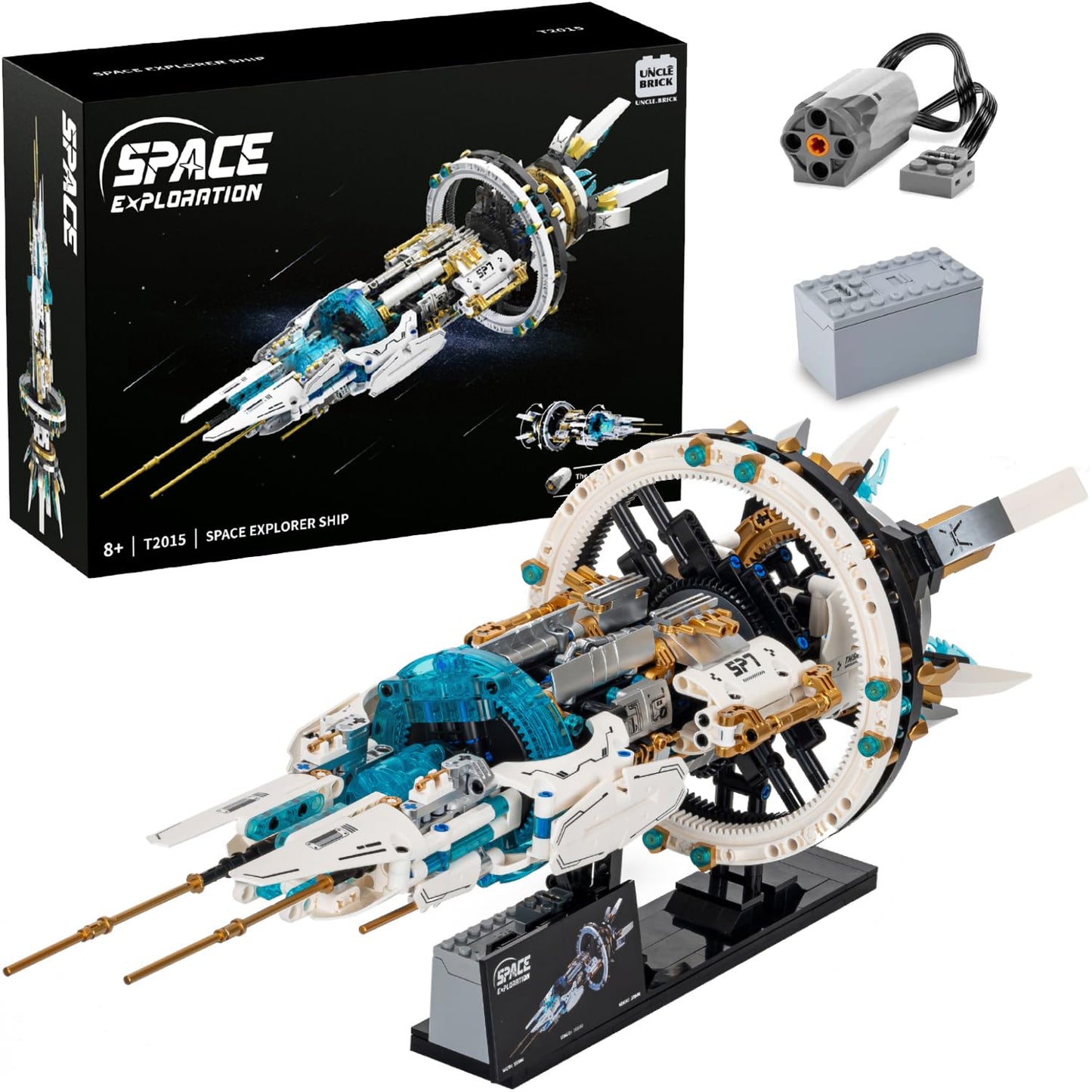 UNCLE BRICK Space Station Spaceship Building Blocks Set with Lights and Power Motor Space Exploration Toy Creative Gift Idea for mature-themeds and Space Fans for Boys and Gril Age 8-12