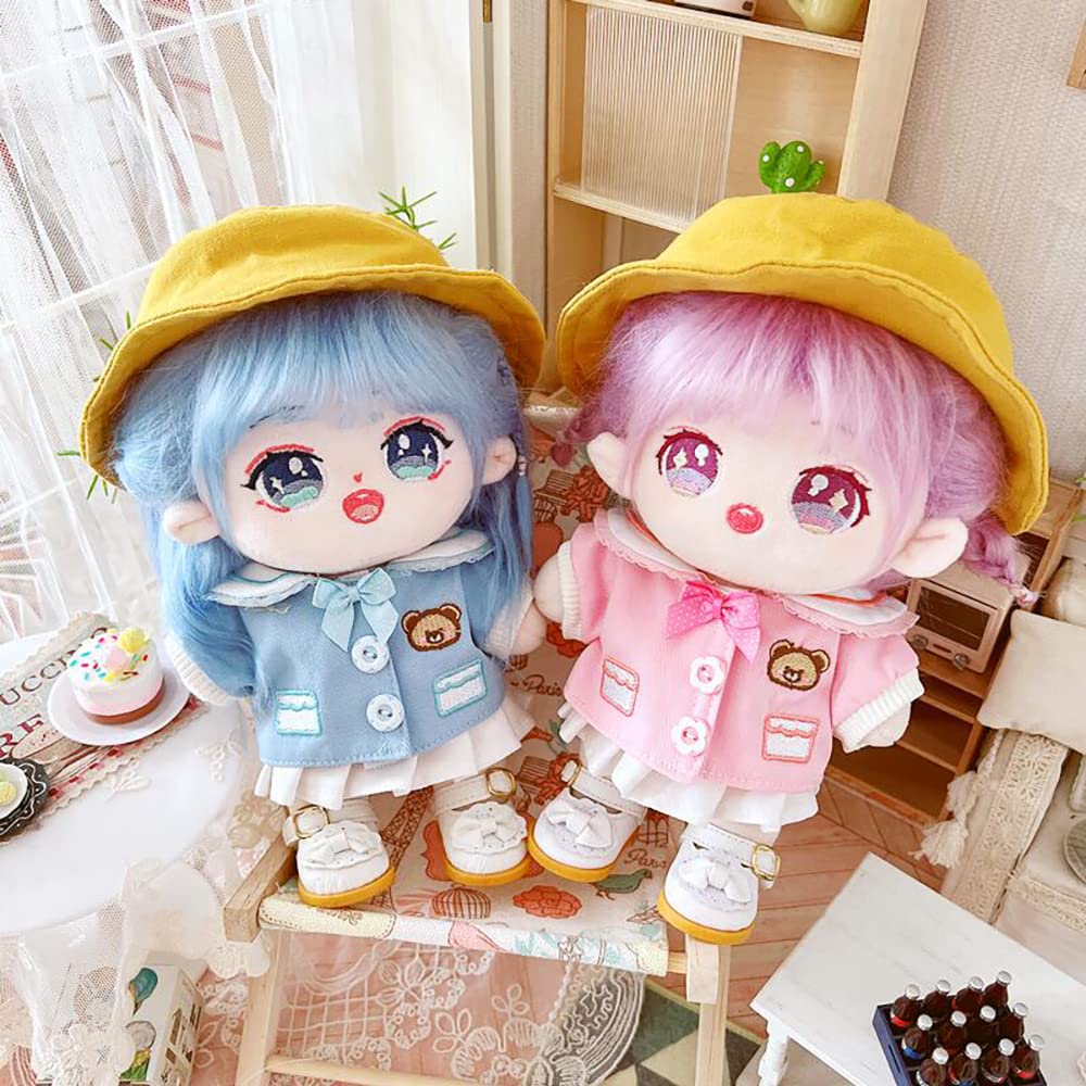 Niannyyhouse 20Cm Plush Doll Clothes College Uniform Hat Jacket Skirt 8In Kpop Doll Clothing (Blue)