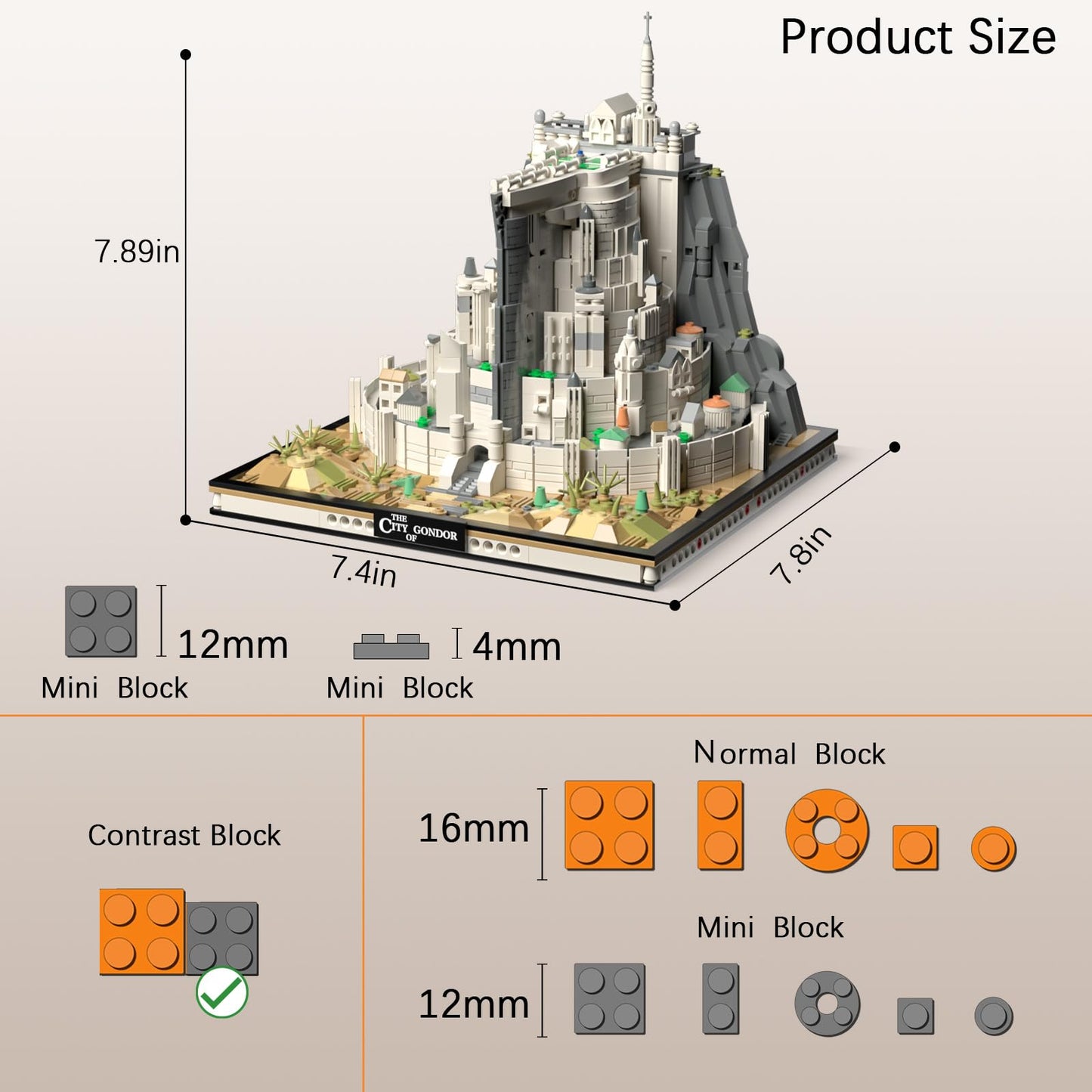 MOC Castle Architecture Mini Building Block Set with Light  Compatible with Lego Ideas STEM Building The City Lord Set for mature-themed Film Fans STEM Christmas Birthday Gift Toy for Boy Kids 8-14 1680PCS