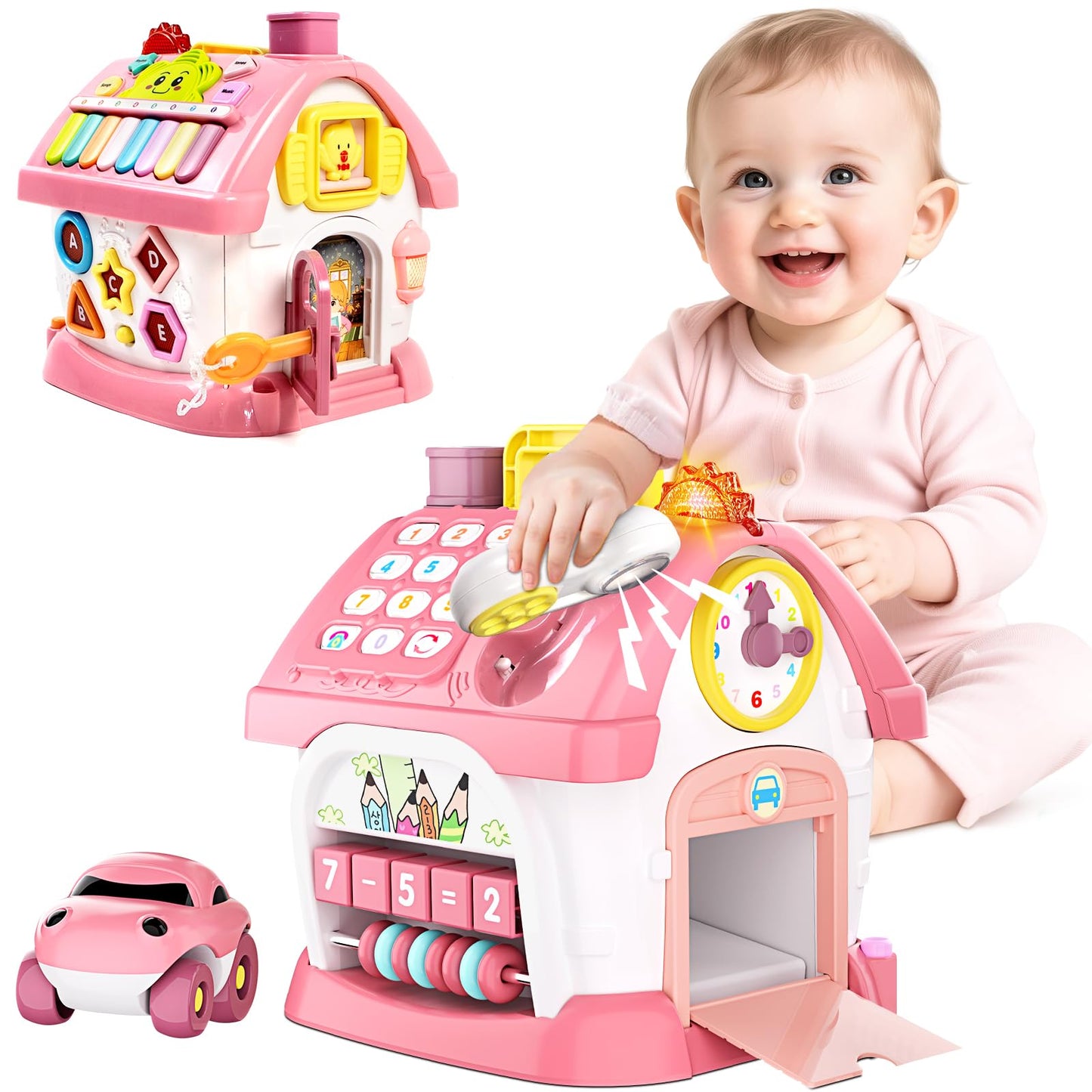 Beacron Baby Toys for 1 Year Old Girl Gifts: 8 in 1 Toddler Learning Musical House for 1 2 Yr Girl and Boy, First Birthday Gift 