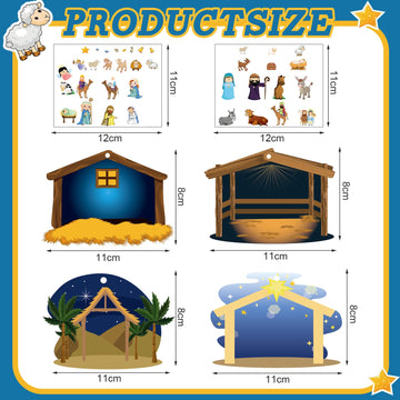 Glenmal Nativity Scene Sticker Set - 64 Sheets, Paper Crafts for Kids, Religious Christmas Decor with Cardboard & Rope