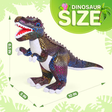 Madzee Plush Dinosaur Stuffed Animal Set Of 3 Soft Dinosaurs, 10'' Stuffed Dinosaur Set Includes T-Rex Brachiosaurus Stegosaurus