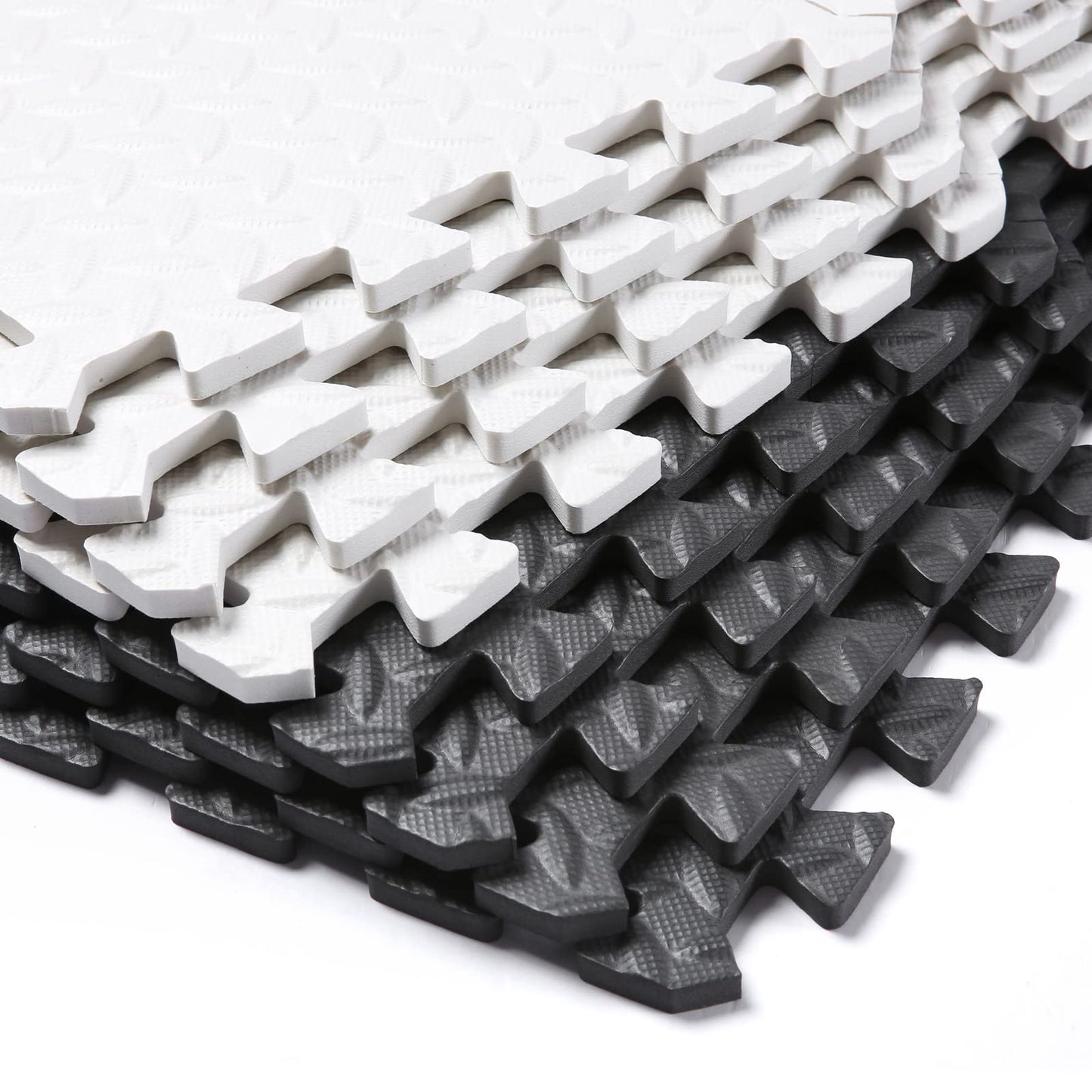 Tamiplay Foam Play Mat - 0.4 Inch Soft Eva Non-Toxic Interlocking Tiles, Baby Exercise Puzzled Floor Mats, 16 Tiles (White/Black