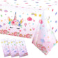 3 Pieces Unicorn Tablecloth Unicorn Table Covers Unicorn Themed Table Cloth Disposable Plastic Magical Unicorn Tablecloth for Bi