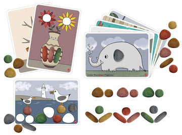 edxeducation Rainbow Pebbles Junior Activity Set - 36 Stones + 16 Activities - Eco-Friendly Color Sorting & Stacking - Ages 18m+