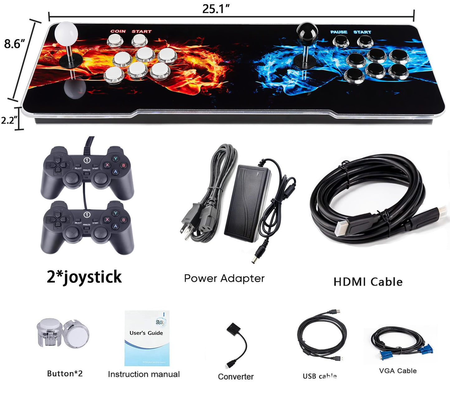 TOJASDN 10000 Games in 1 Pandoras Box Arcade Game Console, 3D Double Stick WiFi Arcade Machine for PC, Projector & TV, Favorite