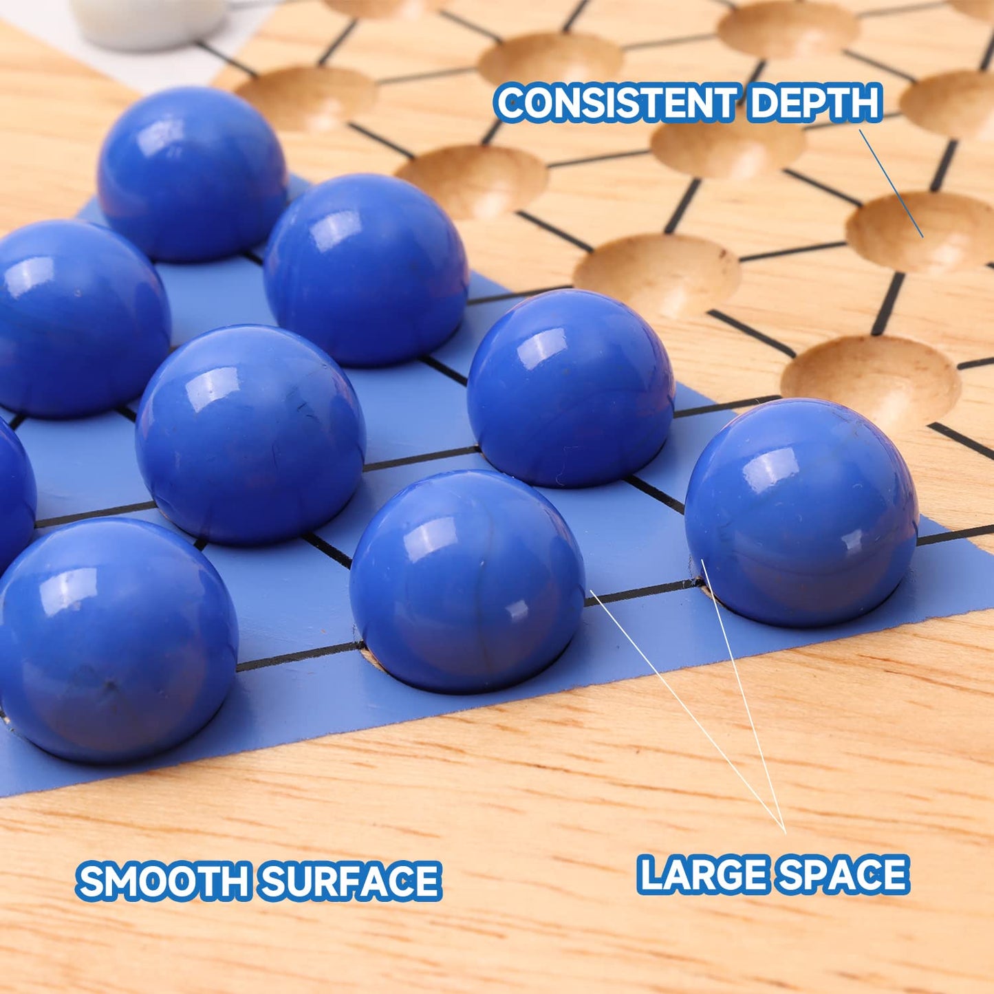 Gse Games & Sports Expert 15' Jumbo Oak Wood Chinese Checkers Board Game Set With Colorful Glass Marbles, Classic Strategy Family Board Game For Adults