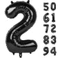 Iwerp Number 2 Balloon, Black, 40 Inch, Unisex, Birthday Decorations, All Ages, Reusable, Self Sealing, Foil Mylar