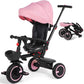 Toddler Tricycle with Push Handle for 7 Months-5 Years, Baby Tricycle with Rotatable Seat, 8 In 1 Kids Trike with Safety Harness
