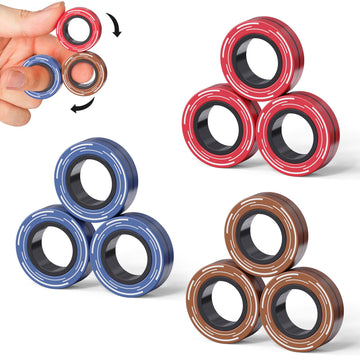9Pcs Magnetic Rings Fidget Toys For Adults And Teen Boy, Fidget Stress Spinner Rings For Anxiety Relief,Boy Girls Gifts Easter Basket Stuffers
