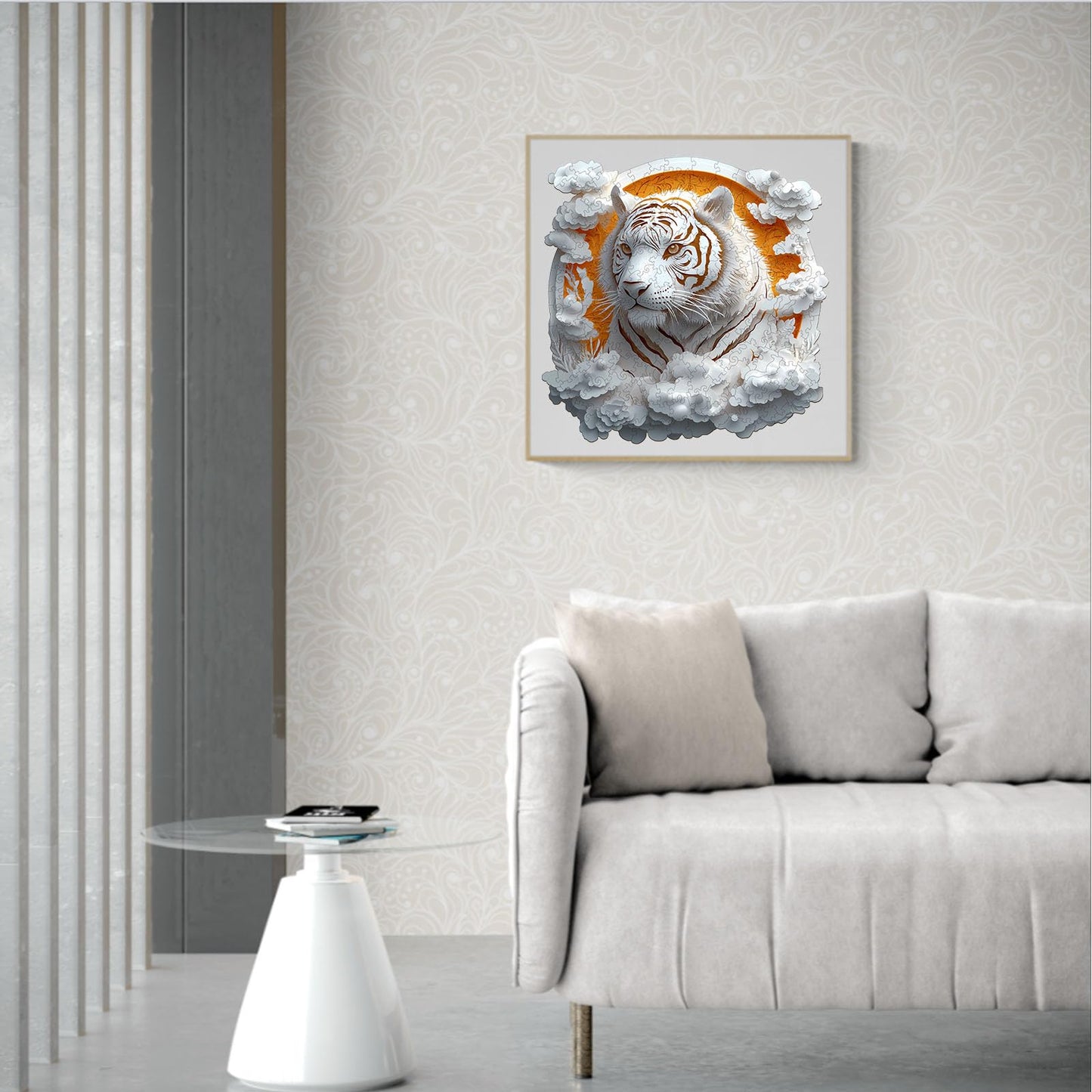 KAAYEE Wooden Puzzles for mature-themeds  3D Vision Effect Paper Tiger Wooden Jigsaw Puzzles 100pcs Unique Shape Advanced Wood Puzzle mature-themed  3D Effect Flat Puzzle Birthday Gifts Family Game (S 8.5 * 8.5in)