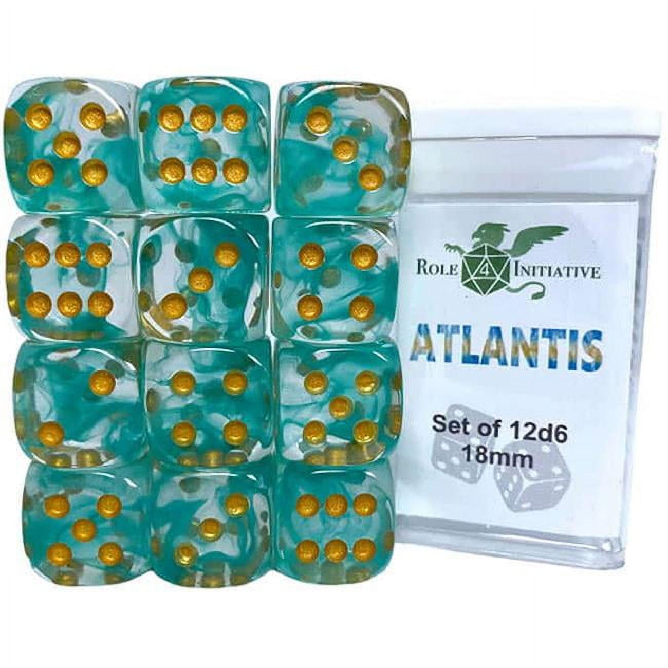 Role 4 Initiative D6 18Mm Atlantis W/Gold (12)