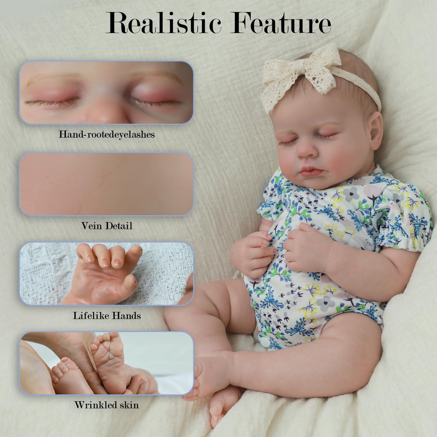 SCOM Lifelike Reborn Baby Dolls Loulou - 20 Cute Realistic Silicone Baby Girl  Weighted Full Vinyl Body Newborn Doll with Accessories for Ages 3+ | enhanced Gift