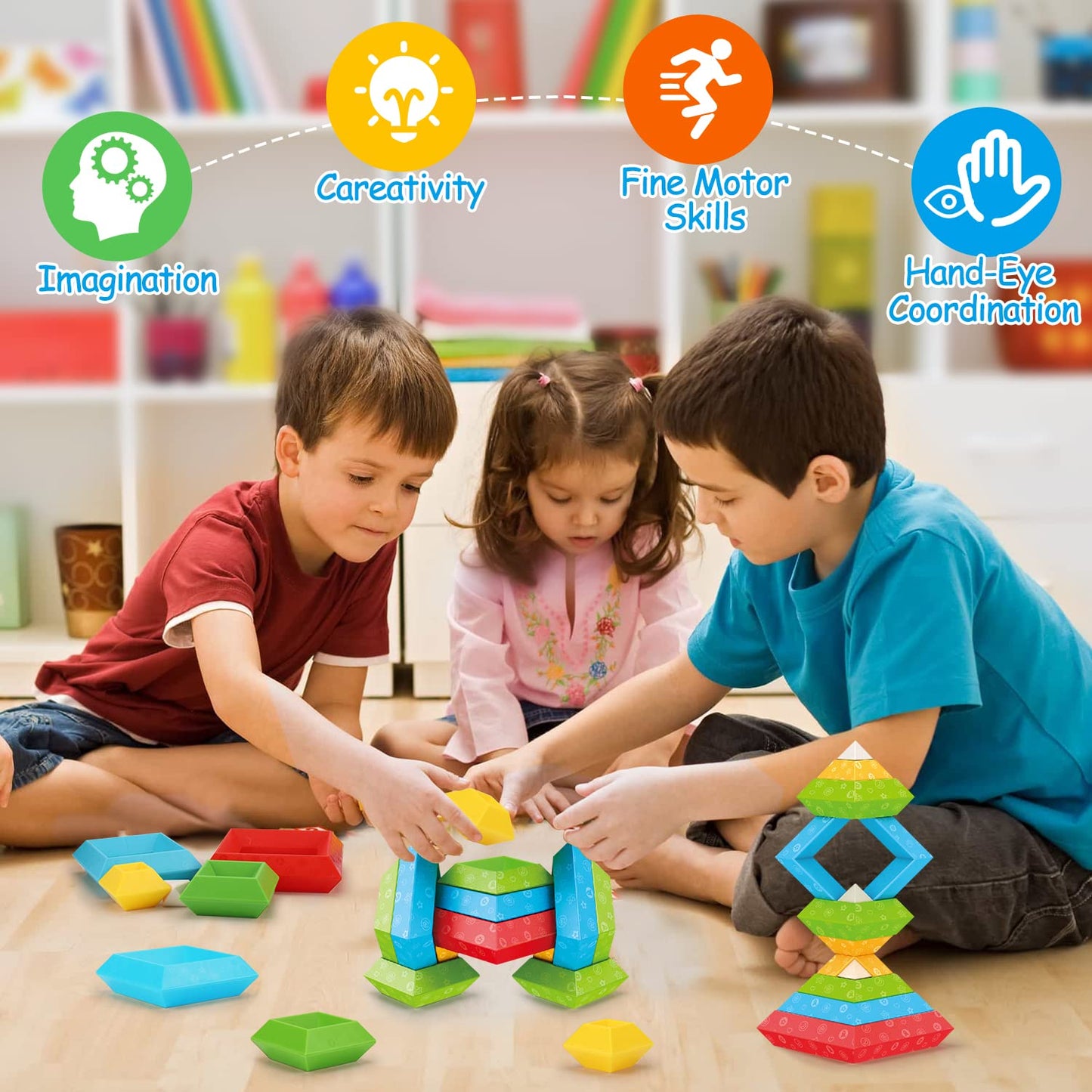 Tsomtto Montessori Toys For 1 2 3 4 5 Year Old Boys Girls Toddler 1-3 Preschool Learning Activities 30 Pcs Stacking Building Blocks Stem Stackable Educational Sensory Easter Gifts For Kids Age 1-2 2-4