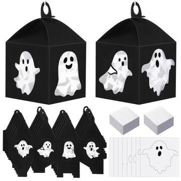 VIHOSE 16 Sets Halloween Ghost Paper Crafts Tissue Paper Lanterns Craft Kits Bulk Make Your Own Suncatchers Hanging Ornament DIY